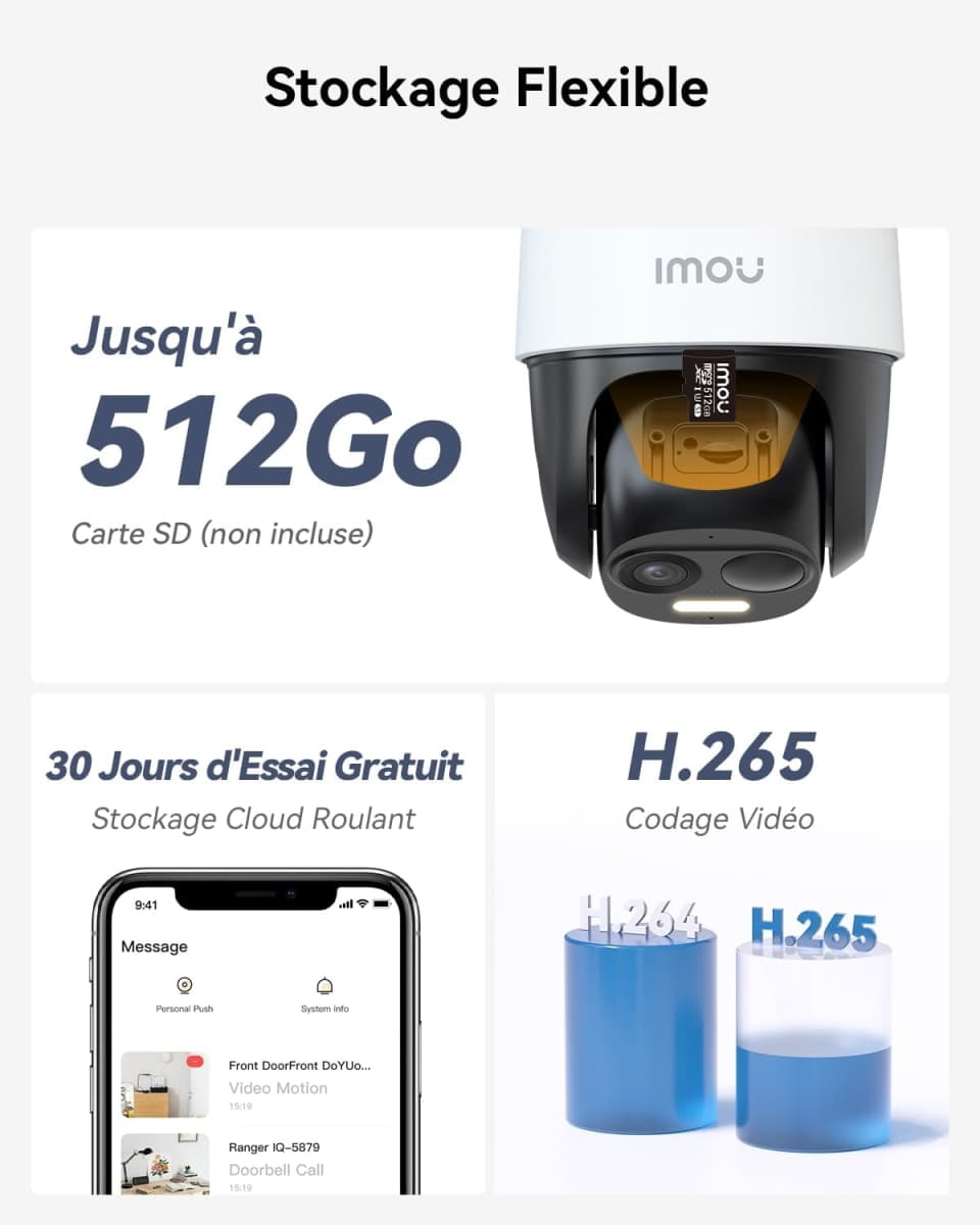 Imou 2K Caméra Surveillance WiFi Exterieure sans Fil Solaire avec Batterie 5000mAh, Caméra Solaire Exterieur 360° PTZ, 2.4GHz, 3