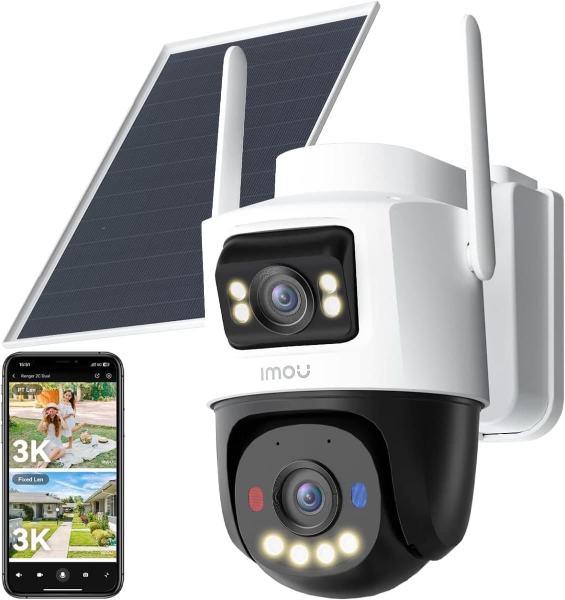 Imou 4G LTE Caméra Solaire avec Carte SIM, 10MP(5MP+5MP)Caméra