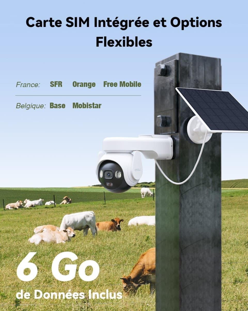 Imou 4G LTE Caméra Surveillance WiFi Exterieure sans Fil, 3K Caméra Solaire 4G avec Carte SIM 2
