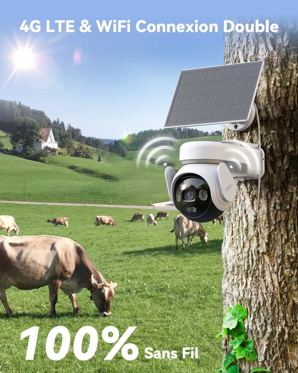 Imou 4G LTE Caméra Surveillance WiFi Exterieure sans Fil, 3K Caméra Solaire 4G avec Carte SIM 3