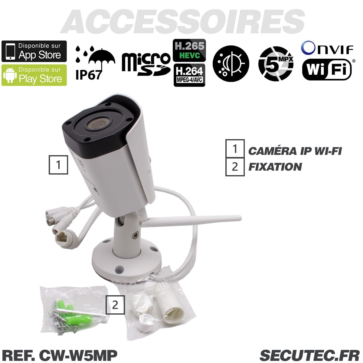 Camera WIFI 2.4 et 5 GHz 5 Megapixels avec enregistrement vidéo 2