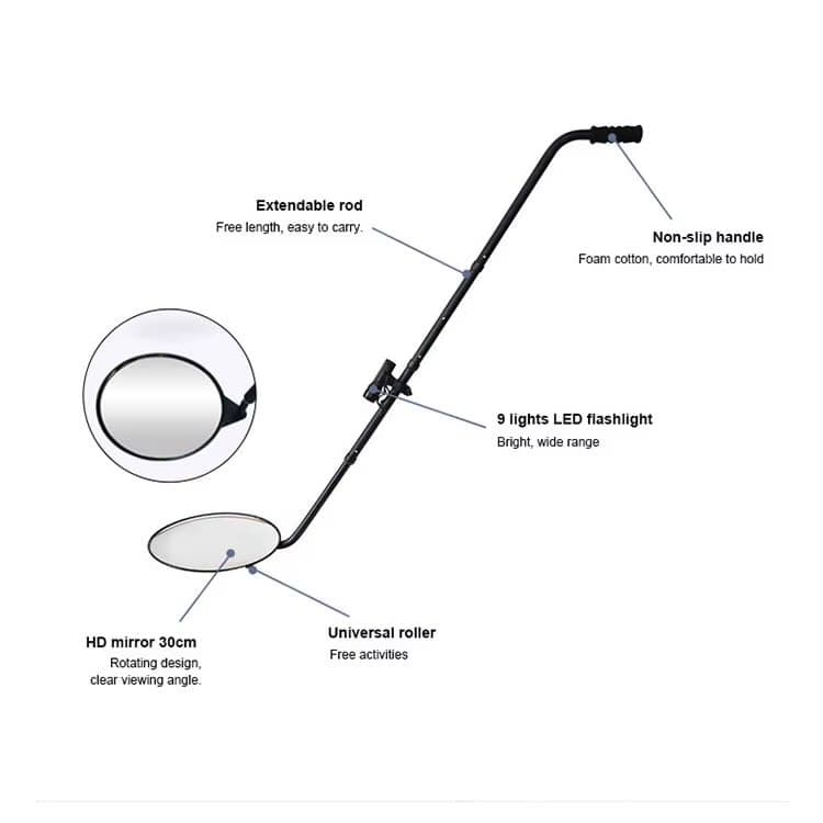 Miroir d’inspection LED V3 télescopique – Contrôle de sécurité sous les véhicules 4
