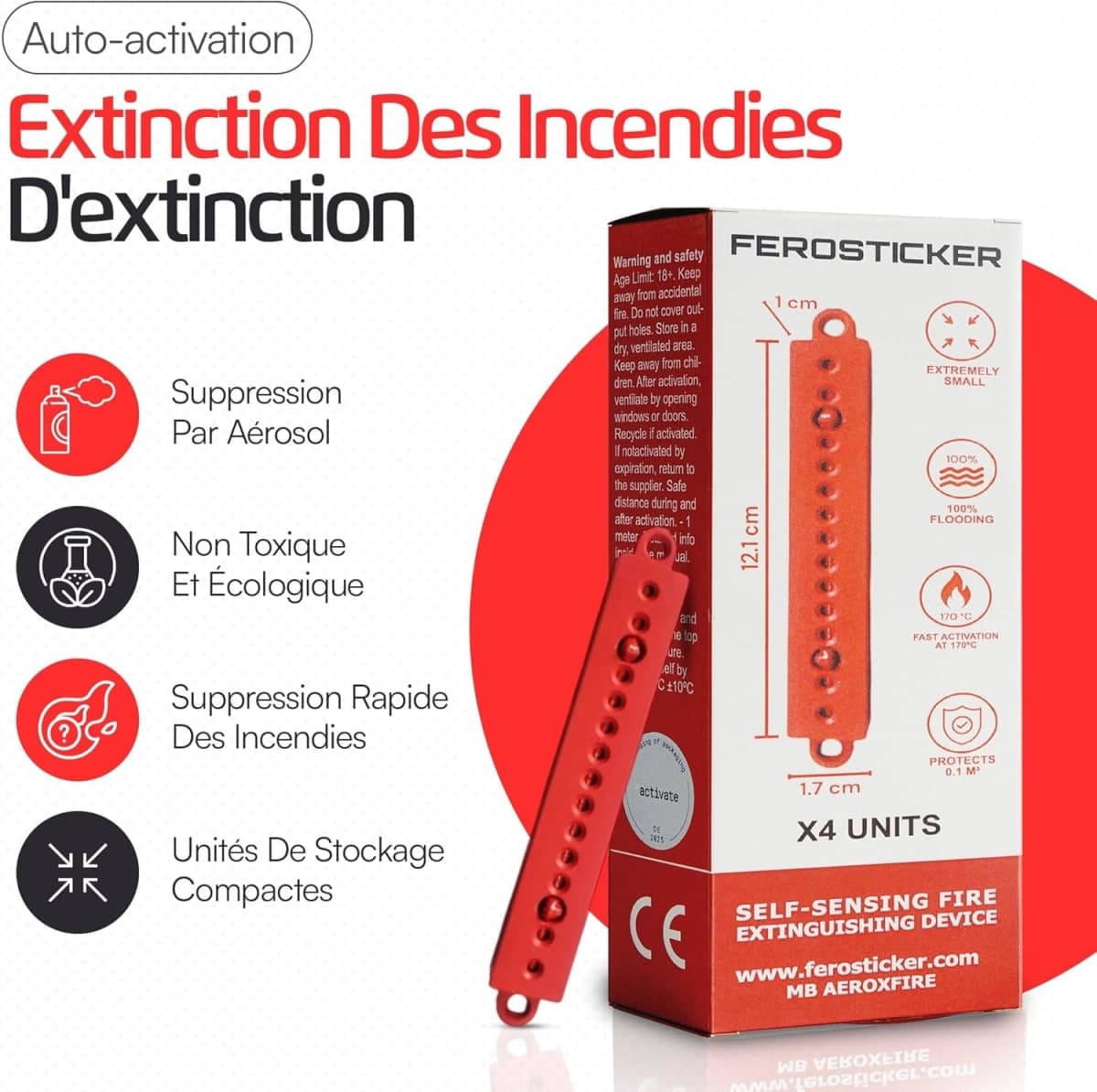 Petit Extincteur Automatique – Non Toxique, Compact et sans Entretien, Protection Domestique pour Tableaux Électriques, Générateurs Solaires, Véhicules, Batteries au Lithium 2