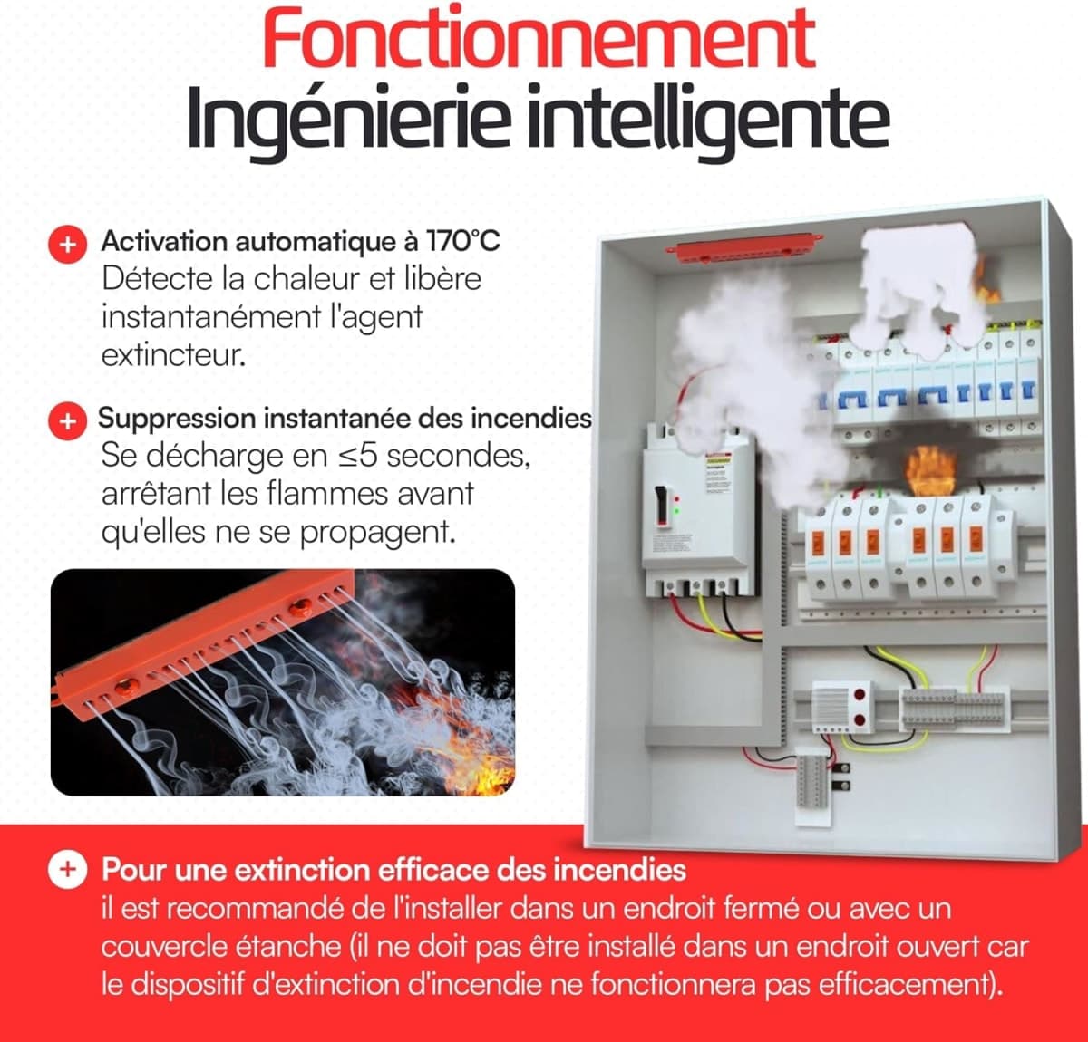 Petit Extincteur Automatique – Non Toxique, Compact et sans Entretien, Protection Domestique pour Tableaux Électriques, Générateurs Solaires, Véhicules, Batteries au Lithium 3