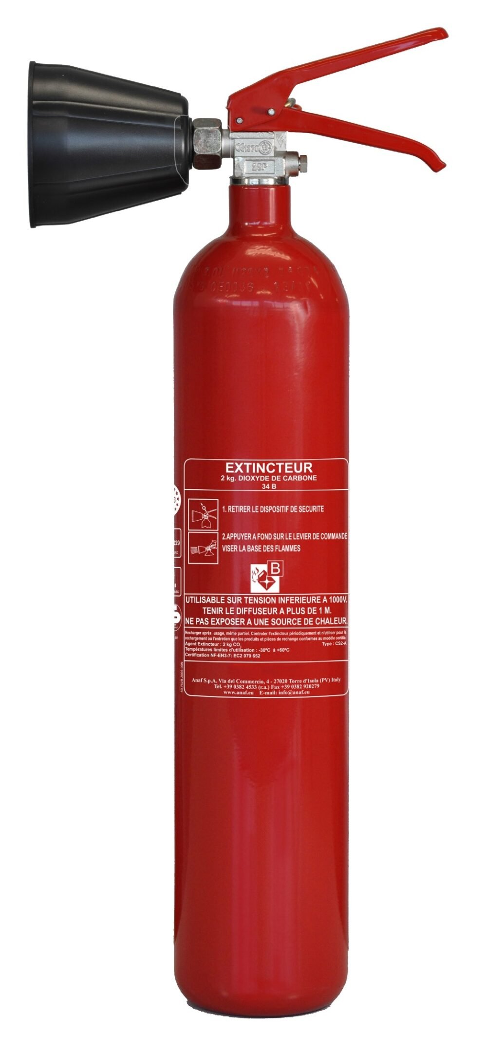 Extincteur CO2 2kg (Dioxyde de Carbone) Classe B